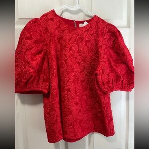 Tuckernuck Hyacinth House Red Brocade blouse